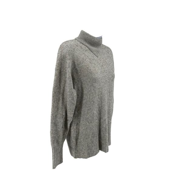 Everlane Mock Neck Sweater WMNS Small Gray Cozy-Stretch Pullover V-shaped Seam - Picture 2 of 7